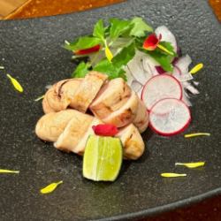 Charbroiled Yamato chicken milt with sudachi vinegar