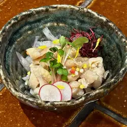 Chicken skin with mandarin orange ponzu sauce