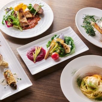2F限定【色鮮やかな野菜が主役】デザート付き全6皿ランチコース4000円