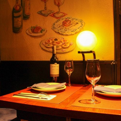 【掘りごたつ席】可愛らしい絵も描かれた隠れ家的な個室です♪神田駅前30秒の駅チカ!!全席完全個室♪オシャレなイタリアンで歓送迎会/女子会/ご宴会なら当店へ☆