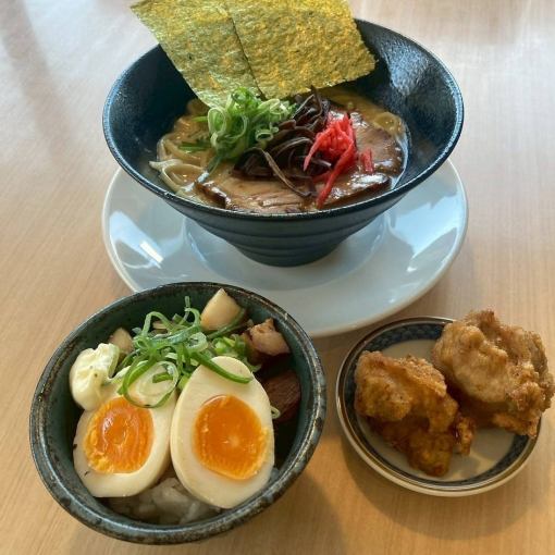 【百万石セット】お好きなラーメン＋チャーシュー丼or明太子ごはん＋唐揚げ2個or餃子3個