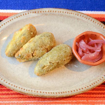 Jalapeno Relleno Fried jalapeno with cream cheese