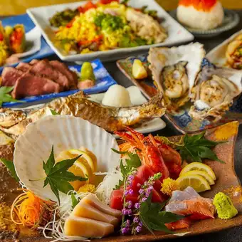 日～木限定生ビール込【厳選コース】鮮魚3種に留寿都産豚ロース 7品 5,000円 2.5時間飲み放題