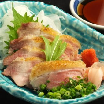 比内地鶏モモ肉のたたき（ゆずポン酢）