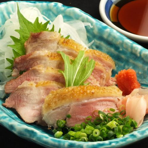 比内地鶏モモ肉のたたき（ゆずポン酢）