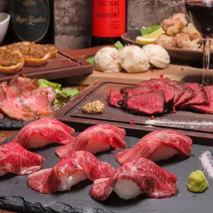 烤瘦肉套餐配炙烤肉寿司！【含2小时畅饮】★共8道菜，原价5700日元→现价5000日元