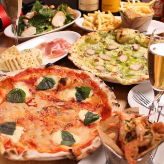 【附2.5小時無限暢飲】超值◎披薩和義大利麵的「標準套餐」3,980日圓