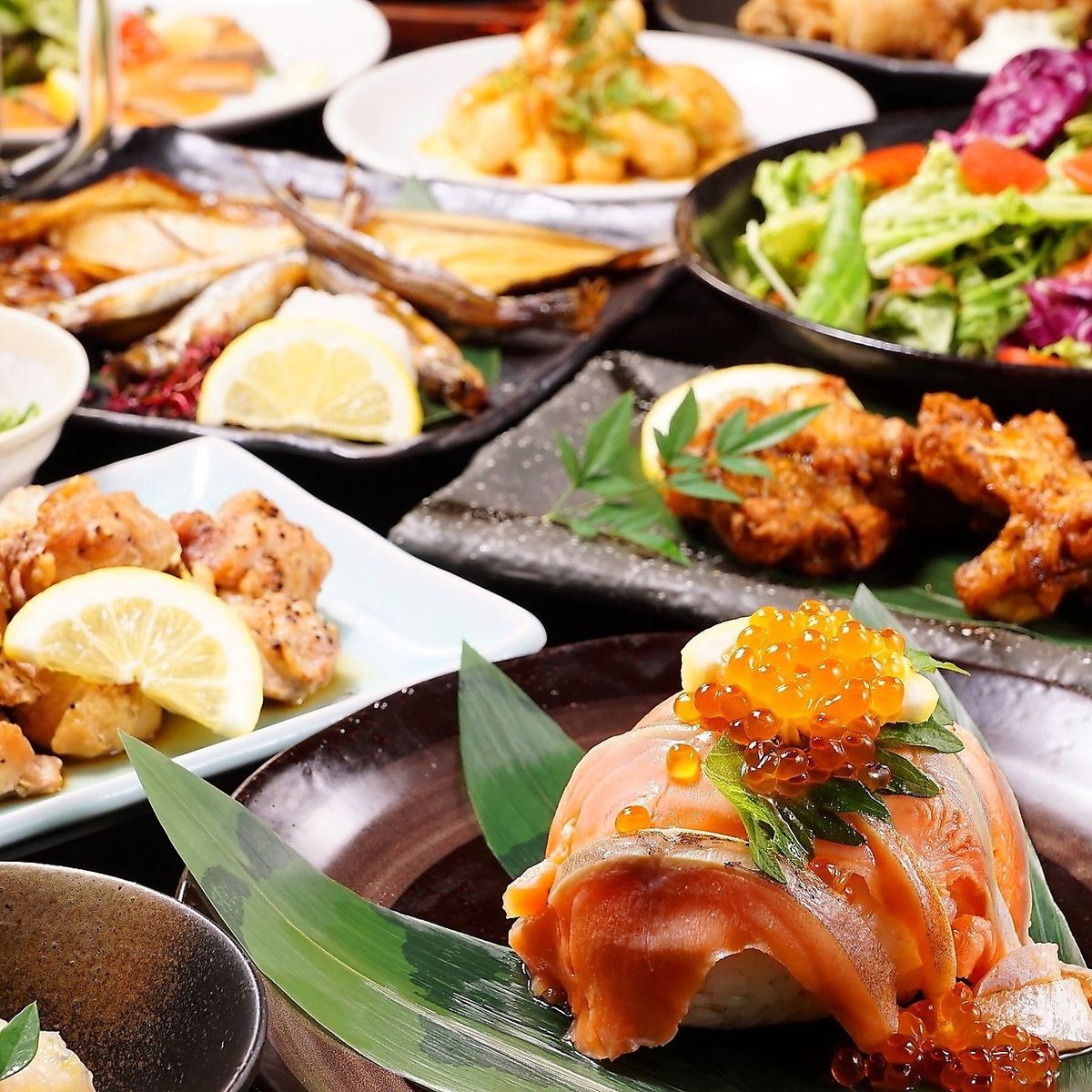 An izakaya with private rooms popular for its all-you-can-eat options! It's right next to Tennoji and Abeno Stations! 3,500 JPY (incl. tax) for 2 hours for 2 to 120 people