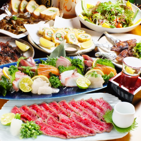 《飲み会・大型宴会に◎》和洋旬彩！お造り＆和牛の豪華パーティーコース全9品　3,400円（税込）