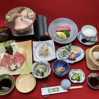 「山懐しゃぶ鍋膳＋米沢牛おまかせミニステーキ付」（要予約・よねざわ食旅！コース）