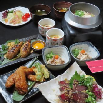 6月から9月【個室で夏の宴会/釜飯5,000円コース】90分飲み放題付（生2杯まで/席120分) つくね9品
