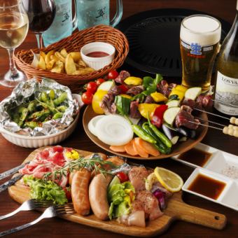 Summer Limited Offer! [845 BBQ Course] 150-minute all-you-can-drink & 6 dishes including a popular meat platter: ¥4980 → ¥3500