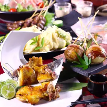 日から木限定！【税込み5000円を4500円！】鮮魚・冠地鶏・半熟玉子串2h飲放付コース4500円
