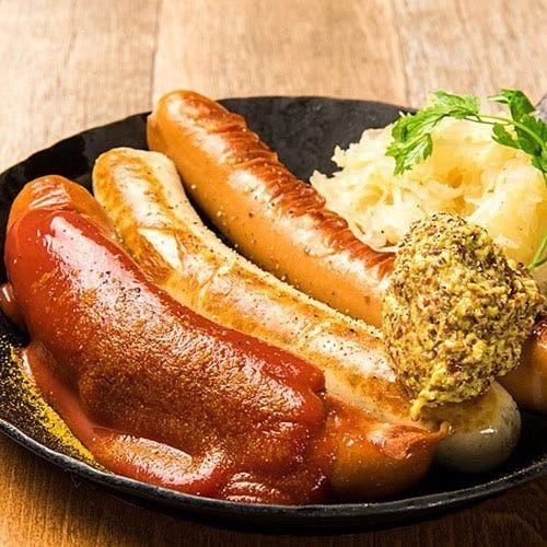 Assortment of 3 types of sausages