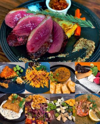 【鴨肉ステーキコース】鴨肉ステーキや旬魚のポワレ等全10品＋2.5H飲み放題⇒7500円