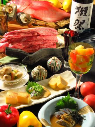 極上!国産和牛のステーキ&豪華お刺身盛合わせ含む極上コース10000円(税込)※120分飲み放題付