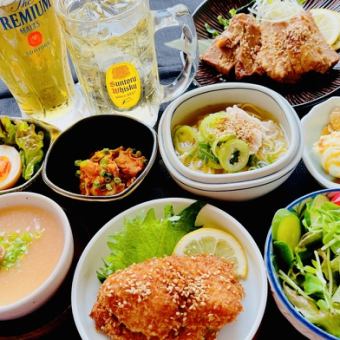 Sunday to Thursday only: 2 hours all-you-can-drink with Premium Malts & Kaku Highball included. Roast pork, cold shabu-shabu, sweet sauce cutlet, 2 hours all-you-can-drink for 4,000 yen (tax included)