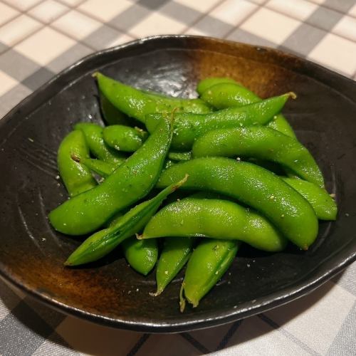 Edamame with spices and herbs and rock salt