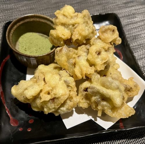 Maitake mushroom tempura with matcha salt