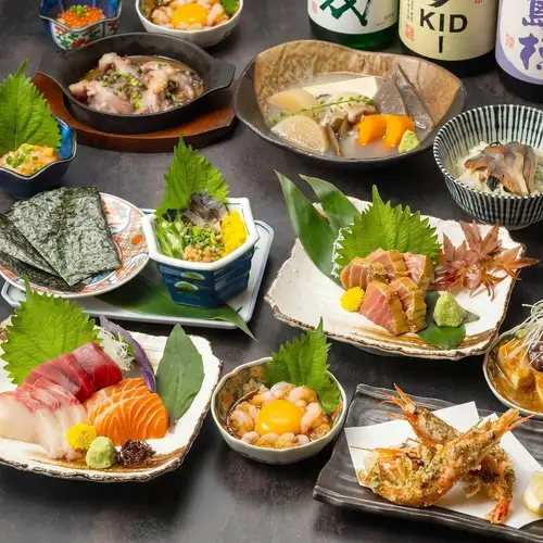 全ての宴会コースが飲み放題付3,000円～！海鮮料理を堪能できる宴会コースプラン有り◎全国の日本酒追加◎