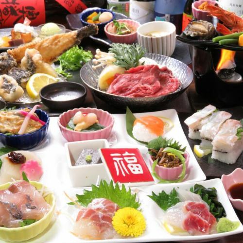 大切なお席には【昼夜】厨房おまかせコースを。　旬のおばんざい、魚・肉・揚げ物・飯物、デザート付