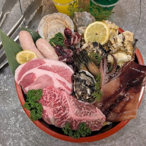 【屋内手ぶらBBQ】知多半島の究極の海陸浜焼きセット150分6,100円！