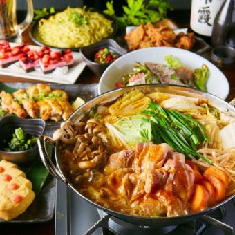 「標準宴會套餐（主菜自選）」含3小時無限暢飲，共9道菜：3,500日圓