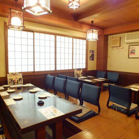 The sunken kotatsu seats can accommodate up to 16 people.Table seats can be reserved for up to 24 people!