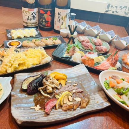 【新選組コース】海鮮5種盛り/北海道産ホタテなど贅沢に!完全3時間飲放題付【11品6000円】