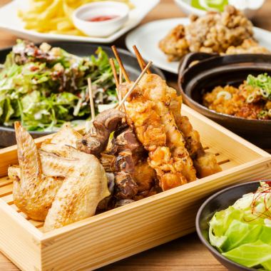 Salad and yakitori! Chicken rice too ■ 3 hours of all-you-can-drink included! Standard course 3999⇒