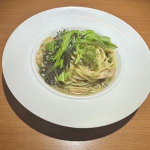 ベーコンと山葵のペペロンチーノ