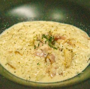 ベーコンと茸のクリームリゾット