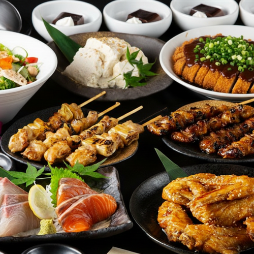 12/9까지【2시간 음료 무제한 포함 4400엔】본격 야키토리 등 7품+생맥주 첨부 무제한 뷔페 <송년회>