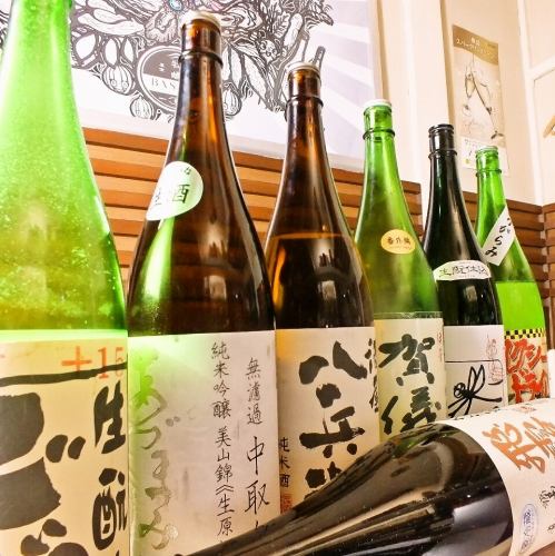 Local sake from all over Japan is available ♪