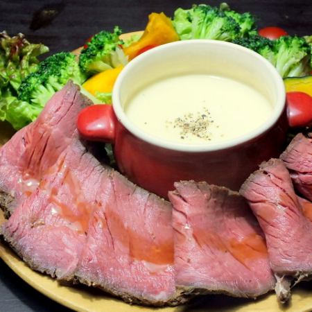 個室確約★　【肉×チーズフォンデュ】豪華カップルコース　全7品4000円