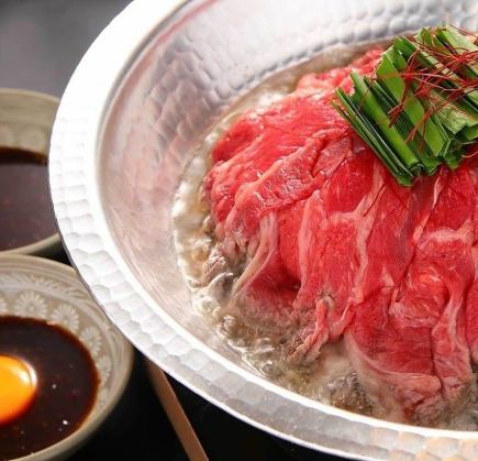 銘柄日本酒と焼酎含む2H飲放【近江牛の炊き肉コース】人気近江牛を堪能! 肉の旨みと鮮魚を満喫