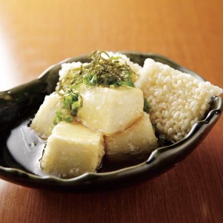 Deep-fried tofu and scorched rice