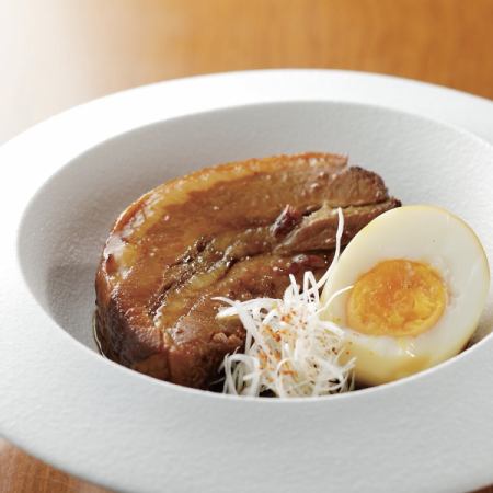 Stewed pork belly with seasoned egg