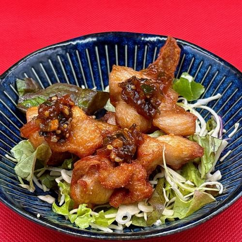 素揚げ鶏の奈良漬みそダレ