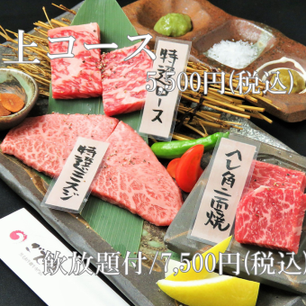 【90分飲み放題付】《ごえ門上コース》幻の和牛ハラミやミスジ、ヘレ等の特選素材がずらり!