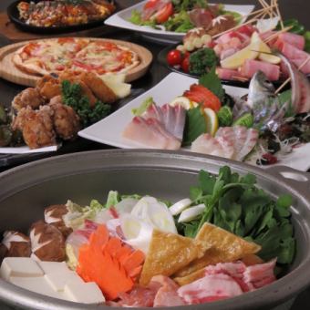 【選べる鍋コース】2H飲み放題付！刺身4種盛付！全6品6000円◎