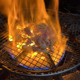 地鶏の直火焼き