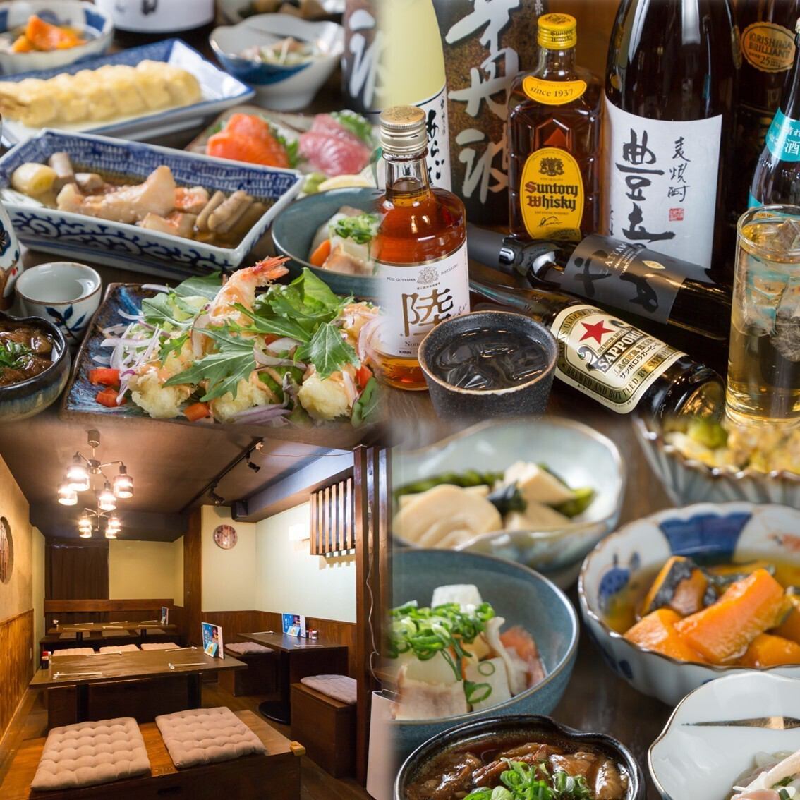 落ち着いた雰囲気の中で白だし香るおばんざいや旬の魚を、こだわり和食器で楽しめる店