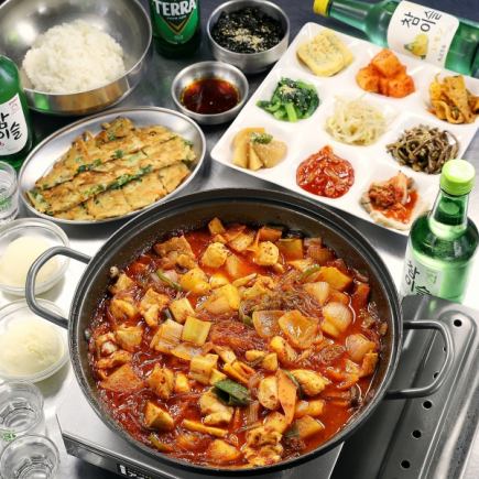 【旨辛・コク旨】赤・白選べるタットリタンコース全5品4500円+500円で生ビールマッコリも♪