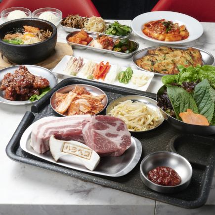 [New course starting March 24th♪] Thick-cut samgyeopsal course where you can enjoy both moksal and samgyeopsal.