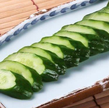 One pickled cucumber