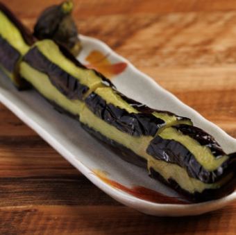 大長茄子の炭火焼き