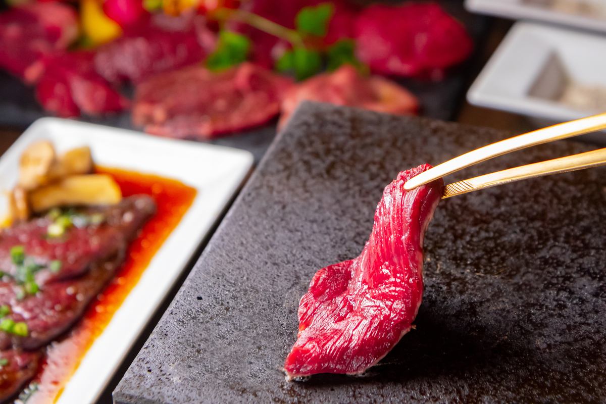 Enjoy our specialty yakiniku on a lava plate.