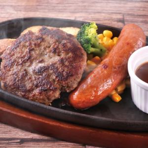 Hamburg steak and grilled sausages