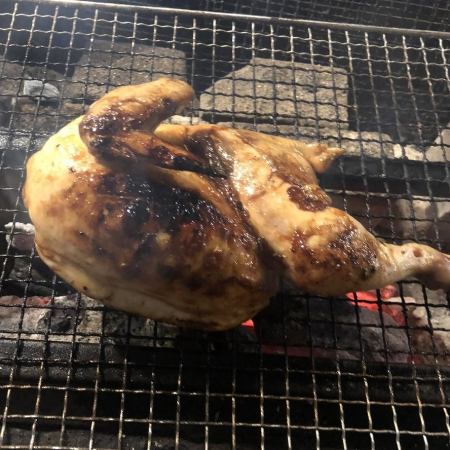 half grilled chicken